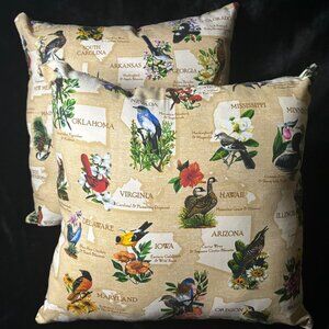 Birds of North America Set of 2 Handmade Throw Pillows